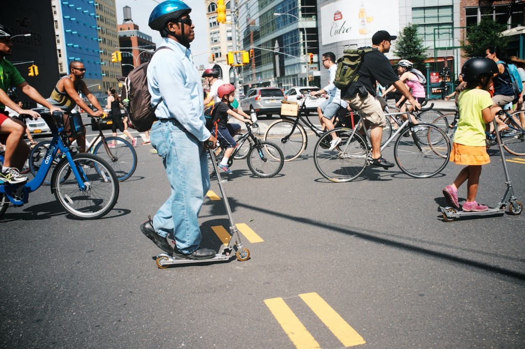 riding a bike in the city